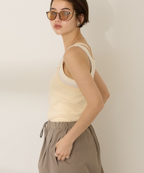 AMERICAN HOLIC（アメリカンホリック）の「2点セット レイヤードタンクトップ（タンクトップ・レディース・アイボリー/ブラック/ブラウン・M/L）」の9枚目の写真