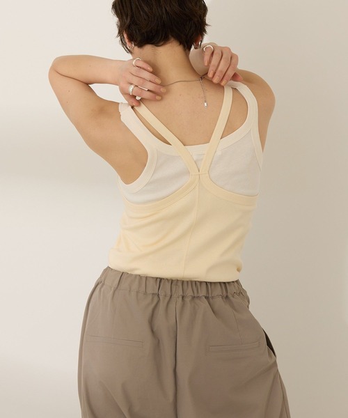 AMERICAN HOLIC（アメリカンホリック）の「2点セット レイヤードタンクトップ（タンクトップ・レディース・アイボリー/ブラック/ブラウン・M/L）」の10枚目の写真