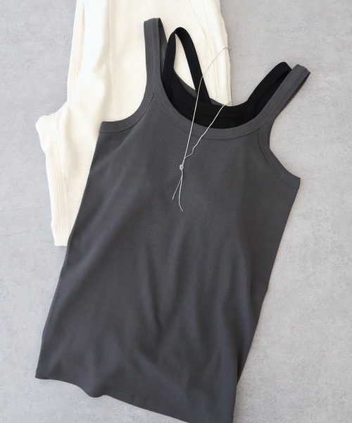 AMERICAN HOLIC（アメリカンホリック）の「2点セット レイヤードタンクトップ（タンクトップ・レディース・アイボリー/ブラック/ブラウン・M/L）」の12枚目の写真