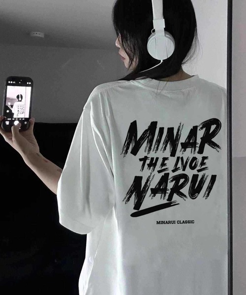 SHEPP(シープ)の「フロントプリントオーバーサイズトップス / バックプリント(Tシャツ/カットソー・レディース・ブラック/ホワイト系その他/ホワイト・XL)」の2枚目の写真