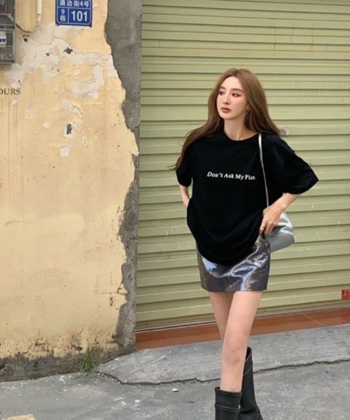 SHEPP(シープ)の「フロントプリントオーバーサイズトップス / バックプリント(Tシャツ/カットソー・レディース・ブラック/ホワイト系その他/ホワイト・XL)」の4枚目の写真