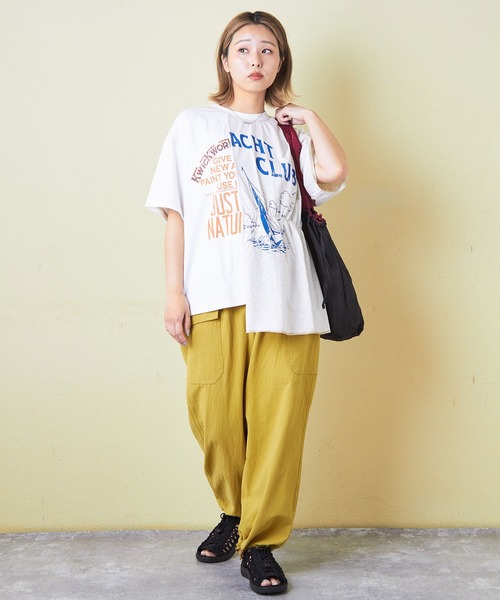 CUBE SUGAR(キューブシュガー)の「綿ボイルイージーカーゴパンツ(その他パンツ・レディース・マスタード/ナチュラル/チャコールグレー/カーキ/マルチ・M)」の13枚目の写真