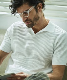 g-stage（ジーステージ）の「ブリスタージャガード 半袖 スキッパーニットポロ（ポロシャツ）」