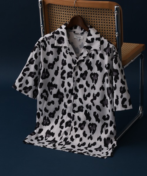 EVOLUTION(�G�{�����[�V����)��Zebra leopard print open collar shirt / �[�u�� ���I�p�[�h���J�݃V���c unisex(�V���c/�u���E�X)