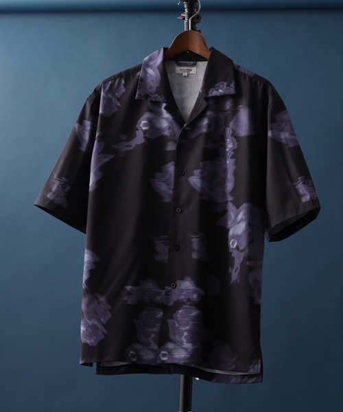 Zebra leopard print open collar shirt / ゼブラ レオパード柄開襟