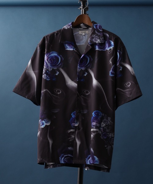 Zebra leopard print open collar shirt / ゼブラ レオパード柄開襟