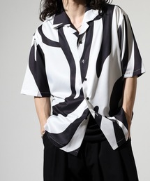 EVOLUTION(G{[V)Zebra leopard print open collar shirt / [u Ip[hJ݃Vc unisex(Vc/uEX)