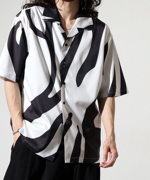 EVOLUTION（エボリューション）の「Zebra leopard print open collar shirt / ゼブラ レオパード柄開襟シャツ unisex（シャツ/ブラウス・メンズ・ミント/ホワイト系1/ブラック系1/ベージュ系1/ブラック/ホワイト/レッド系2/レッド系3/ブラック系2/ブラック系4/ブラック系3/レッド系4・M/L）」の15枚目の写真