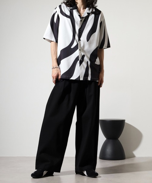 EVOLUTION（エボリューション）の「Zebra leopard print open collar shirt / ゼブラ レオパード柄開襟シャツ unisex（シャツ/ブラウス・メンズ・ミント/ホワイト系1/ブラック系1/ベージュ系1/ブラック/ホワイト/レッド系2/レッド系3/ブラック系2/ブラック系4/ブラック系3/レッド系4・M/L）」の16枚目の写真