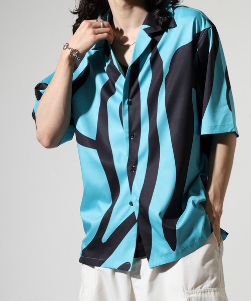 EVOLUTION（エボリューション）の「Zebra leopard print open collar shirt / ゼブラ レオパード柄開襟シャツ unisex（シャツ/ブラウス・メンズ・ミント/ホワイト系1/ブラック系1/ベージュ系1/ブラック/ホワイト/レッド系2/レッド系3/ブラック系2/ブラック系4/ブラック系3/レッド系4・M/L）」の20枚目の写真