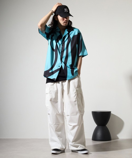 EVOLUTION（エボリューション）の「Zebra leopard print open collar shirt / ゼブラ レオパード柄開襟シャツ unisex（シャツ/ブラウス・メンズ・ミント/ホワイト系1/ブラック系1/ベージュ系1/ブラック/ホワイト/レッド系2/レッド系3/ブラック系2/ブラック系4/ブラック系3/レッド系4・M/L）」の21枚目の写真