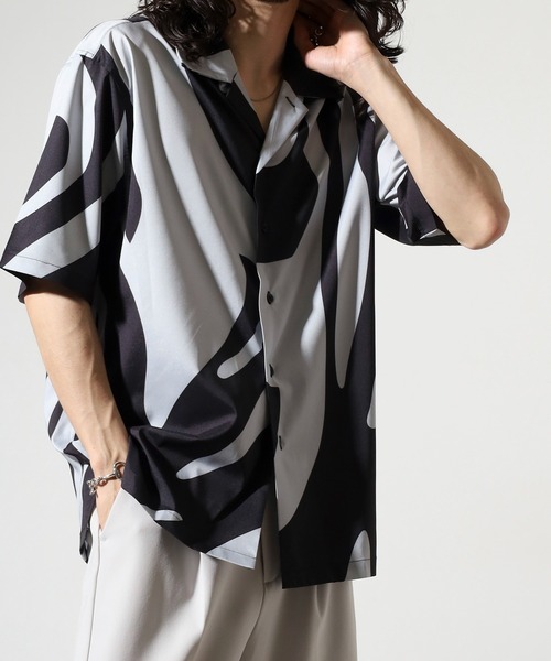 EVOLUTION（エボリューション）の「Zebra leopard print open collar shirt / ゼブラ レオパード柄開襟シャツ unisex（シャツ/ブラウス・メンズ・ミント/ホワイト系1/ブラック系1/ベージュ系1/ブラック/ホワイト/レッド系2/レッド系3/ブラック系2/ブラック系4/ブラック系3/レッド系4・M/L）」の17枚目の写真