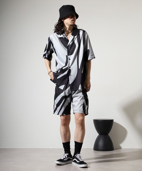 EVOLUTION（エボリューション）の「Zebra leopard print open collar shirt / ゼブラ レオパード柄開襟シャツ unisex（シャツ/ブラウス・メンズ・ミント/ホワイト系1/ブラック系1/ベージュ系1/ブラック/ホワイト/レッド系2/レッド系3/ブラック系2/ブラック系4/ブラック系3/レッド系4・M/L）」の19枚目の写真