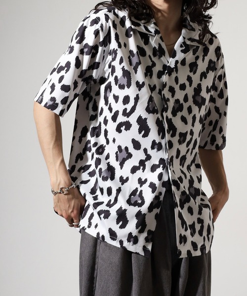 EVOLUTION（エボリューション）の「Zebra leopard print open collar shirt / ゼブラ レオパード柄開襟シャツ unisex（シャツ/ブラウス・メンズ・ミント/ホワイト系1/ブラック系1/ベージュ系1/ブラック/ホワイト/レッド系2/レッド系3/ブラック系2/ブラック系4/ブラック系3/レッド系4・M/L）」の13枚目の写真