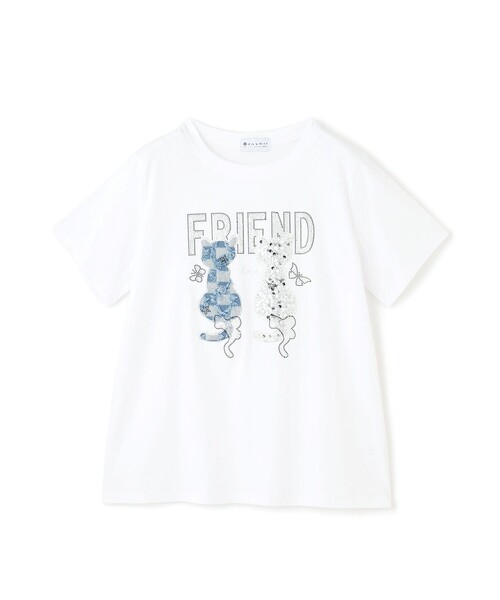 Jayro(ジャイロ)の「猫モチーフスパンコールTシャツ(Tシャツ/カットソー・レディース・ブラック/ホワイト・FREE)」の2枚目の写真