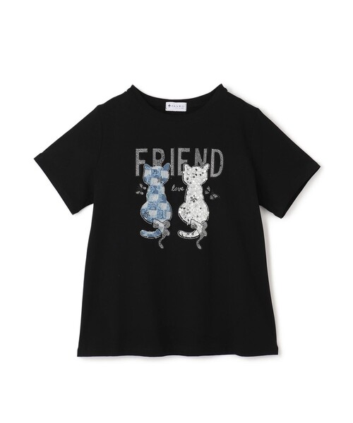 Jayro(ジャイロ)の「猫モチーフスパンコールTシャツ(Tシャツ/カットソー・レディース・ブラック/ホワイト・FREE)」の3枚目の写真