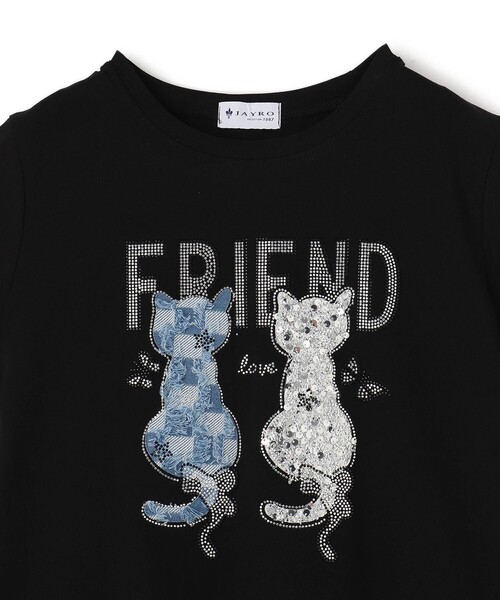 Jayro(ジャイロ)の「猫モチーフスパンコールTシャツ(Tシャツ/カットソー・レディース・ブラック/ホワイト・FREE)」の5枚目の写真