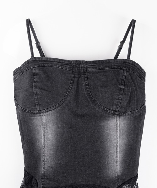 me+em select(ミームセレクト)の「※※【 2color 】ヴィンテージライクレースフリルデニムビスチェ / vintage like lace frill denim bustier(キャミソール・レディース・ブルー/ブラック・FREE)」の21枚目の写真