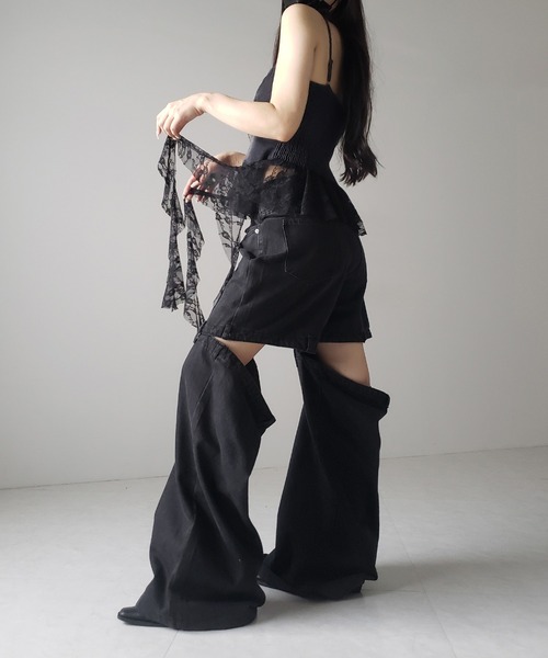 me+em select(ミームセレクト)の「※※【 2color 】ヴィンテージライクレースフリルデニムビスチェ / vintage like lace frill denim bustier(キャミソール・レディース・ブルー/ブラック・FREE)」の15枚目の写真