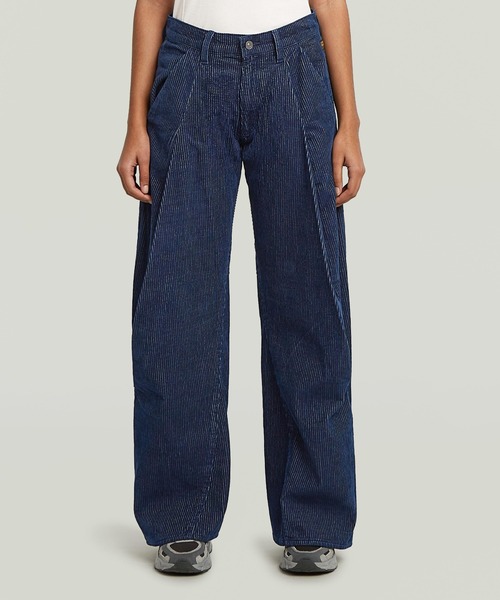 G-STAR(ジースター)の「CONTOR 3D WIDE CHINO JEANS/立体裁断ワイドルーズコーデュロイデニムパンツ(デニムパンツ・レディース・ダークインディゴブルー・24inch/25inch/26inch/27inch)」の1枚目の写真