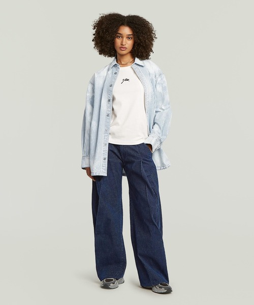 G-STAR(ジースター)の「CONTOR 3D WIDE CHINO JEANS/立体裁断ワイドルーズコーデュロイデニムパンツ(デニムパンツ・レディース・ダークインディゴブルー・24inch/25inch/26inch/27inch)」の4枚目の写真