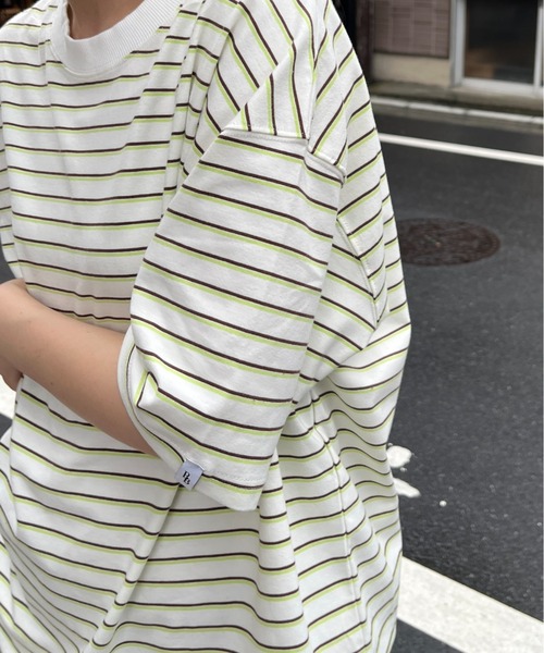BROKEN BASE(ブロークンベース)の「マルチボーダーTee(Tシャツ/カットソー・メンズ・ホワイト/ネイビー・LARGE/MEDIUM)」の15枚目の写真