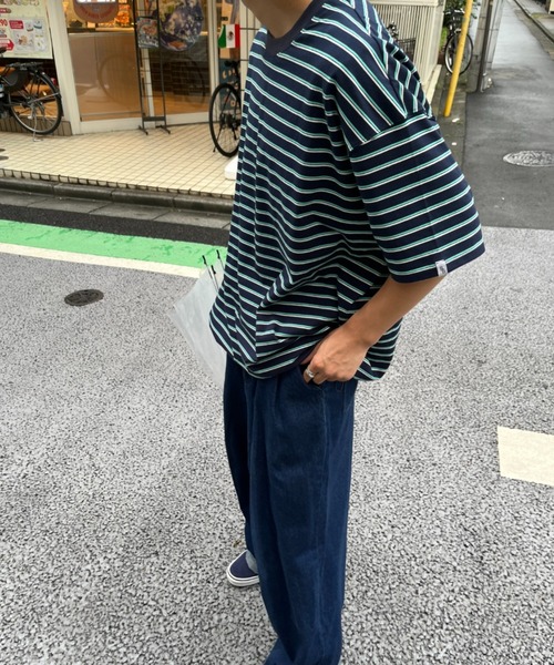 BROKEN BASE(ブロークンベース)の「マルチボーダーTee(Tシャツ/カットソー・メンズ・ホワイト/ネイビー・LARGE/MEDIUM)」の19枚目の写真