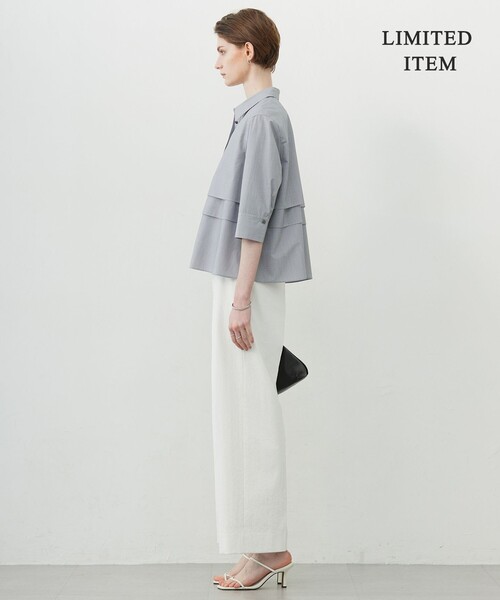 ICB(アイシービー)の「クリーンブロード クロップドシャツ(シャツ/ブラウス・レディース・ブラック系1/黄土色系/ブルー系1・0/2/4/6)」の6枚目の写真