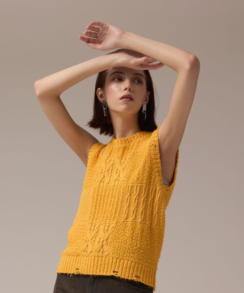 GRACE CONTINENTAL(グレースコンチネンタル)の「パッチワークニットトップ(その他トップス・レディース・イエロー/キナリ・36)」の14枚目の写真