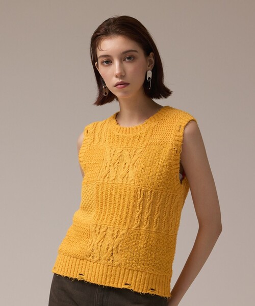 GRACE CONTINENTAL(グレースコンチネンタル)の「パッチワークニットトップ(その他トップス・レディース・イエロー/キナリ・36)」の15枚目の写真