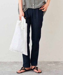 リブ　イン　コンフォート　接触冷感＆吸汗速乾で暑い日も涼やか　すっきりスリムストレートのらくちんデニムパンツ〈インディゴブルー〉