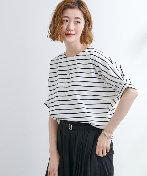 grove(グローブ)の「【UVカット/ひんやり/二の腕カバー】タックドルマンプルオーバー(Tシャツ/カットソー・レディース・ホワイト系5・02/03/01/04/05)」の2枚目の写真
