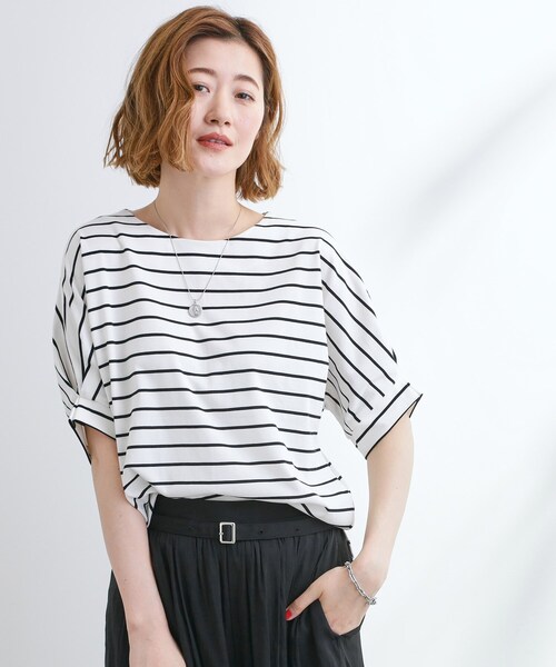 grove(グローブ)の「【UVカット/ひんやり/二の腕カバー】タックドルマンプルオーバー(Tシャツ/カットソー・レディース・ホワイト系5・02/03/01/04/05)」の3枚目の写真