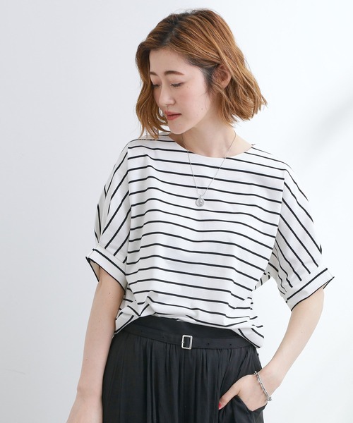 grove(グローブ)の「【UVカット/ひんやり/二の腕カバー】タックドルマンプルオーバー(Tシャツ/カットソー・レディース・ホワイト系5・02/03/01/04/05)」の14枚目の写真