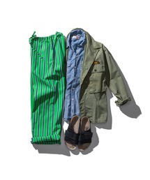 PUEBCO（プエブコ）の「COTTON STRIPE REGULAR PANTS Green M（その他パンツ）」