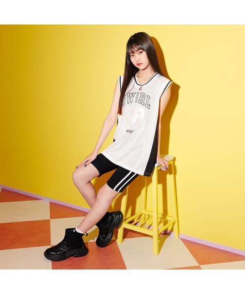 algy（アルジー）の「ロゴゴムバイカーパンツ（その他パンツ・キッズ・オフホワイト/ブラック・MEDIUM/X-SMALL）」の6枚目の写真