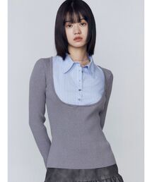 EMODA（エモダ）の「ドッキングシャツニットトップ（ニット/セーター・レディース）」