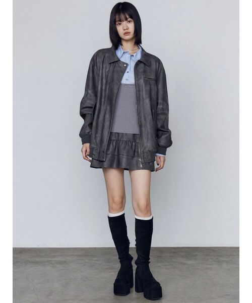 EMODA（エモダ）の「ドッキングシャツニットトップ（ニット/セーター・レディース・グレー/ネイビー・FREE）」の10枚目の写真