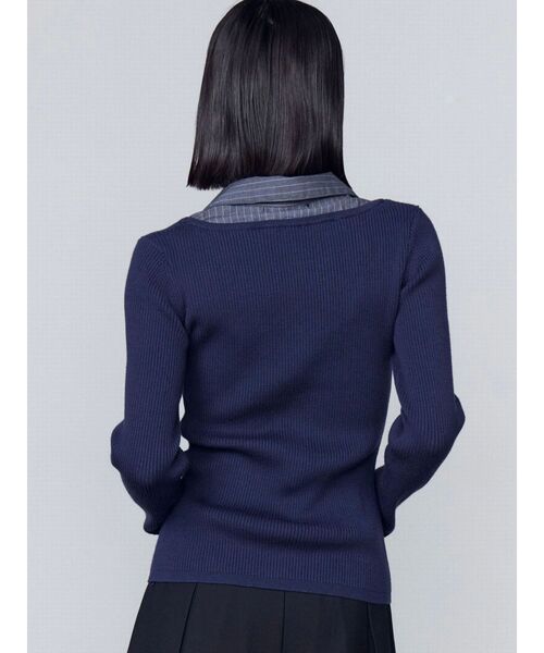 EMODA（エモダ）の「ドッキングシャツニットトップ（ニット/セーター・レディース・グレー/ネイビー・FREE）」の13枚目の写真