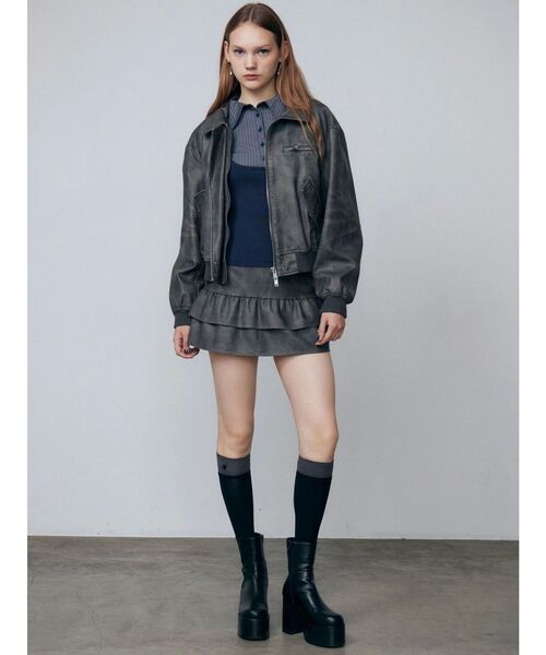 EMODA（エモダ）の「ドッキングシャツニットトップ（ニット/セーター・レディース・グレー/ネイビー・FREE）」の16枚目の写真