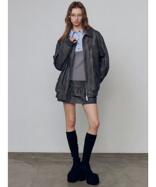 EMODA（エモダ）の「ドッキングシャツニットトップ（ニット/セーター・レディース・グレー/ネイビー・FREE）」の19枚目の写真