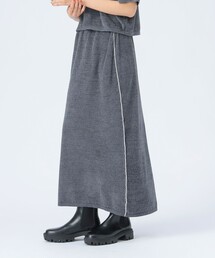 サイドライン ベロア ニットスカート