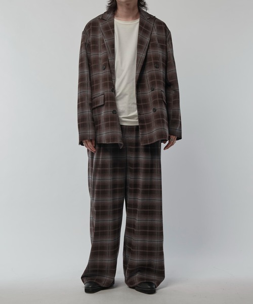 Lui's（ルイス）の「【Neucon/ニューコン】ストライプ/チェック ダブルオーバージャケット（テーラードジャケット・メンズ・ブラック/ブラウン・2/1）」の22枚目の写真