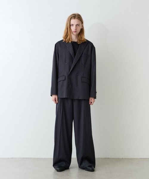 Lui's（ルイス）の「【Neucon/ニューコン】ストライプ/チェック ダブルオーバージャケット（テーラードジャケット・メンズ・ブラック/ブラウン・2/1）」の7枚目の写真