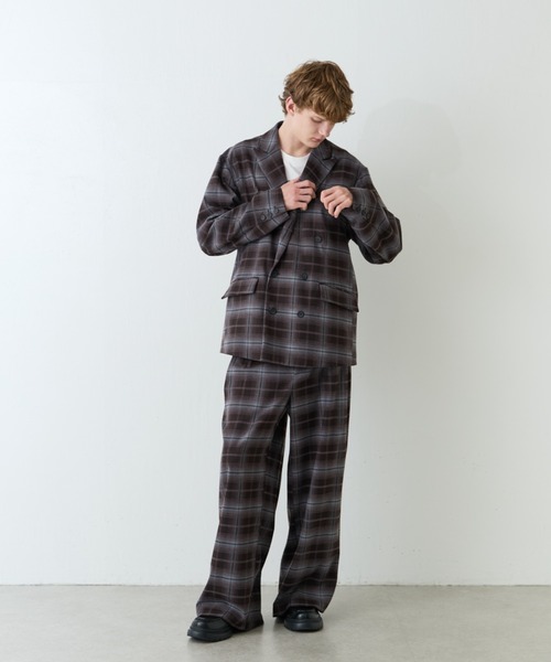 Lui's（ルイス）の「【Neucon/ニューコン】ストライプ/チェック ダブルオーバージャケット（テーラードジャケット・メンズ・ブラック/ブラウン・2/1）」の17枚目の写真