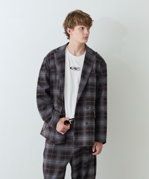Neucon ストライプ/チェック ブレザー ダブルブレストジャケット Lui's（ルイス）の「【Neucon/ニューコン】ストライプ/チェック