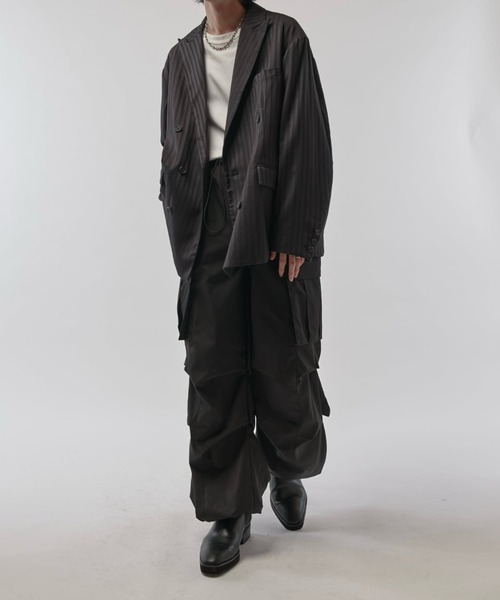 Lui's（ルイス）の「【Neucon/ニューコン】ストライプ/チェック ダブルオーバージャケット（テーラードジャケット・メンズ・ブラック/ブラウン・2/1）」の6枚目の写真