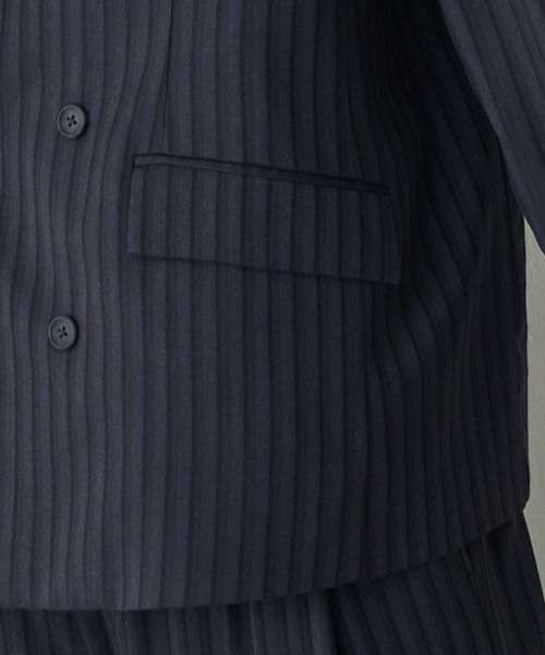 Lui's（ルイス）の「【Neucon/ニューコン】ストライプ/チェック ダブルオーバージャケット（テーラードジャケット・メンズ・ブラック/ブラウン・2/1）」の10枚目の写真