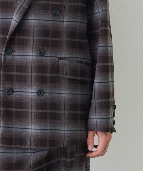 Lui's（ルイス）の「【Neucon/ニューコン】ストライプ/チェック ダブルオーバージャケット（テーラードジャケット・メンズ・ブラック/ブラウン・2/1）」の21枚目の写真