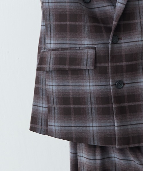 Lui's（ルイス）の「【Neucon/ニューコン】ストライプ/チェック ダブルオーバージャケット（テーラードジャケット・メンズ・ブラック/ブラウン・2/1）」の19枚目の写真